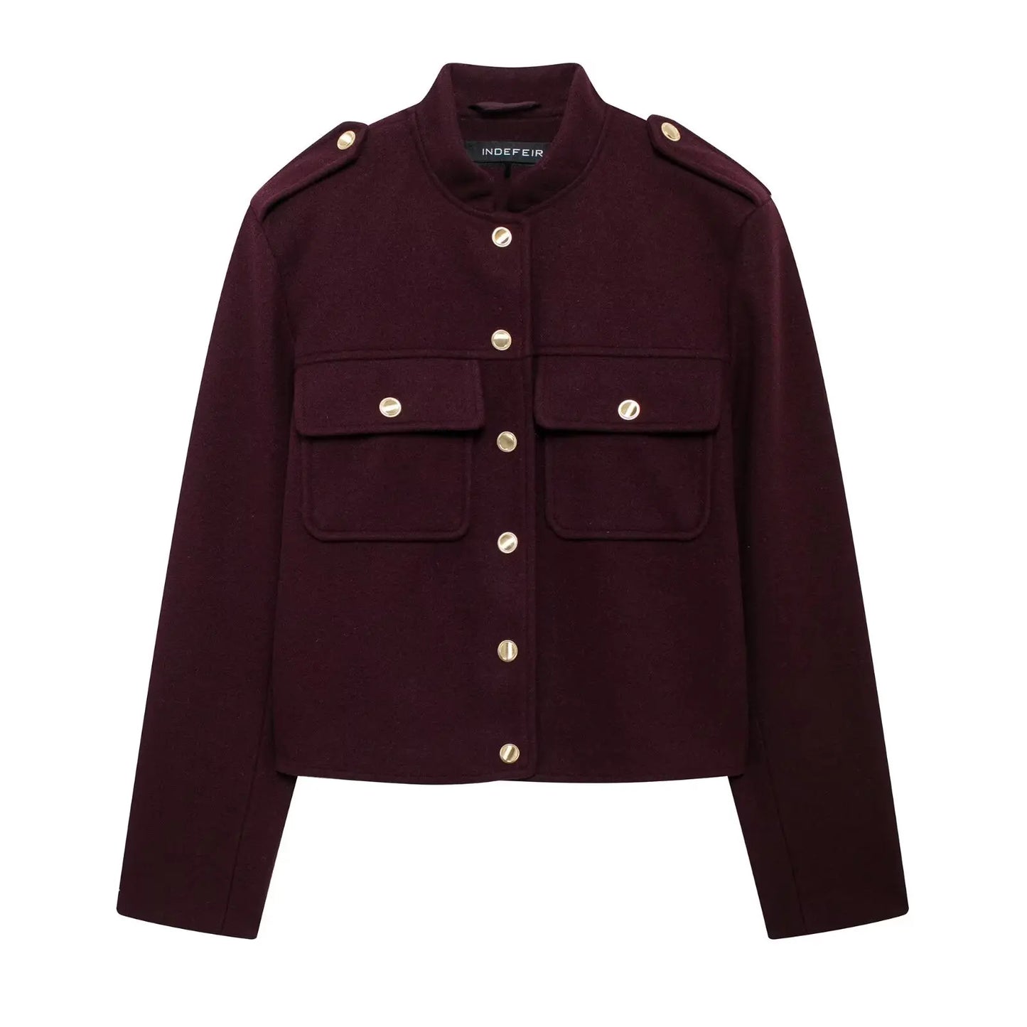 Women's Soft Tweed Bomber Jacket – O-Neck, Long Sleeve, Button-Up, Loose Woolen Streetwear Coat