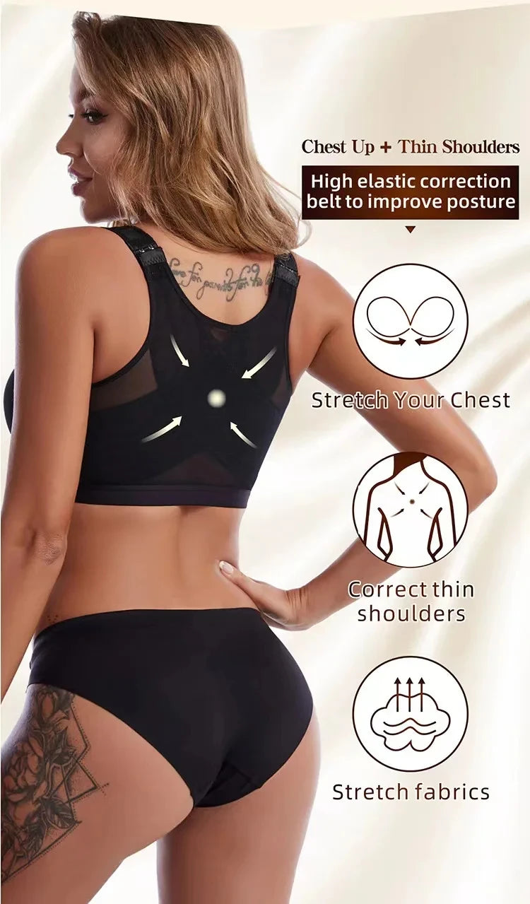 Vest Bras Front Closure – Posture Corrector, Lift-Up, Push-Up, Cross Back, Shockproof Sports Support