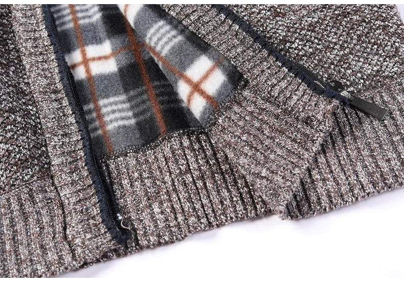 Warm Cardigan – Men's Fleece Sweater With Full Zip, Slim Fit, And Luxury Brand Knitted Design, Perfect For Cold Weather