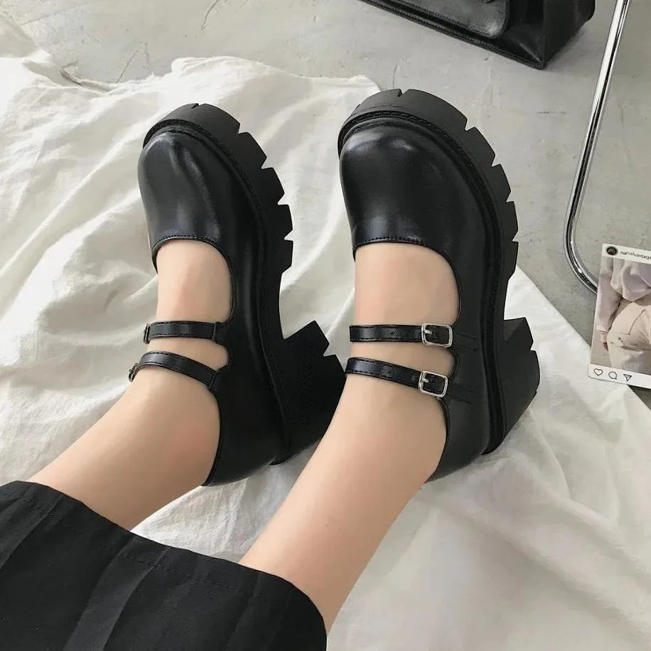Shoes on Heels – Women's Mary Janes Platform Shoes, Vintage College Style Lolita High Heels
