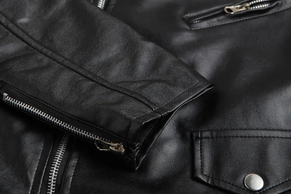 Men's PU Leather Jacket – Motorcycle Fashion, Slim Fit Leather Coat