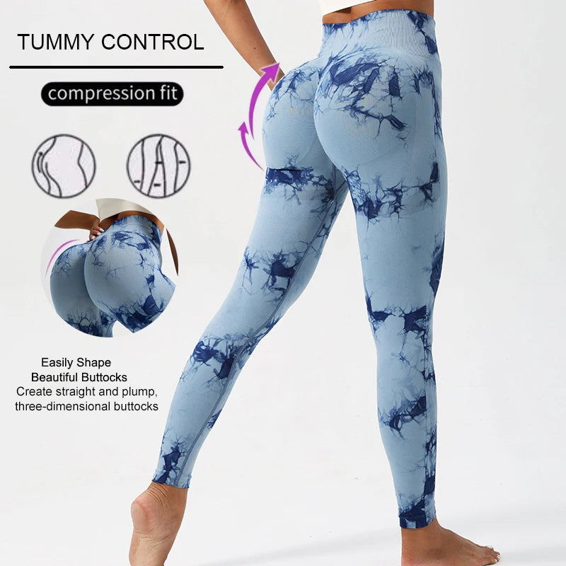 Fashion Tie-Dye Yoga Pants – Seamless, High Waist, Push Up, Gym Leggings, Sport Tights, Fitness Workout