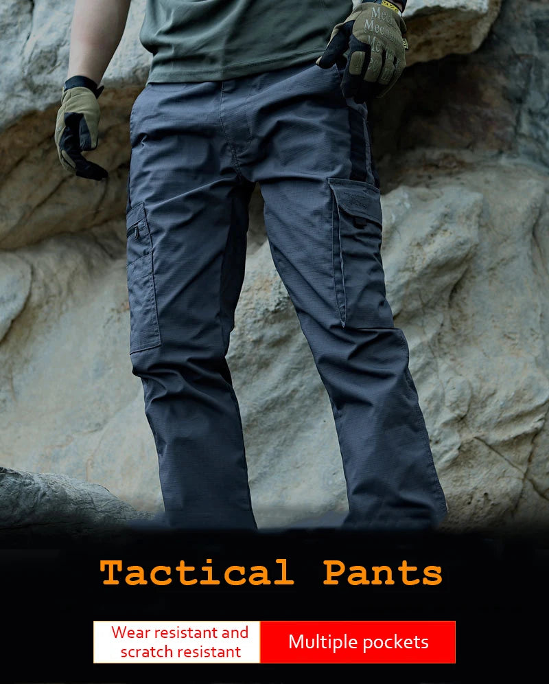 Tactical Work Pants Men – Outdoor Cargo Trousers, Multi-Pocket, Waterproof, Ideal for Autumn and Spring, Hiking and Workwear