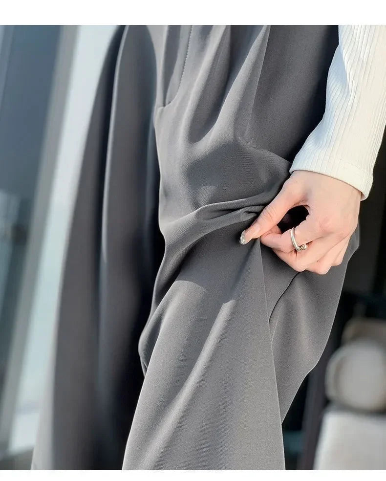 Elegant Wide Leg Pants – Korean Style, High Waist, Baggy Fit, Office Ladies, Fashionable, Loose Suit Trousers, Streetwear