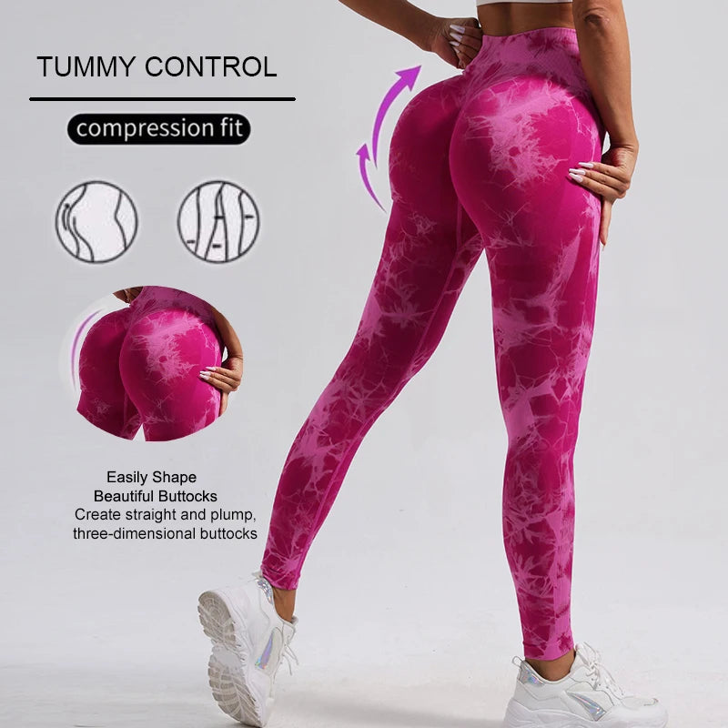 Fashion Tie-Dye Yoga Pants – Seamless, High Waist, Push Up, Gym Leggings, Sport Tights, Fitness Workout