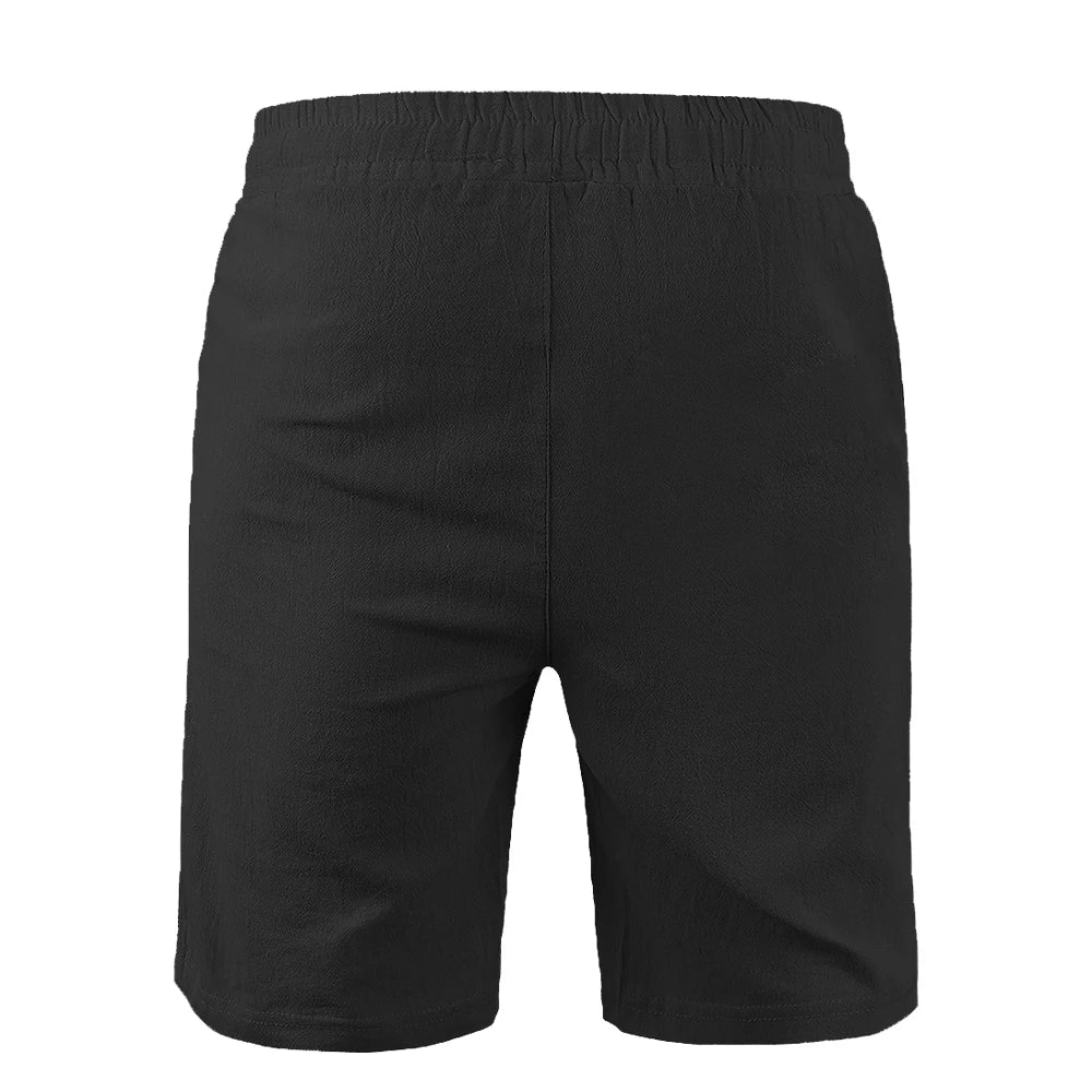 Men's Shorts – Cotton Linen, Breathable Solid Color, Loose Fit, Summer Casual, Lace-up Bottoms