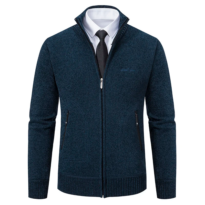 Knitwear Men's Stand-up Collar Thick Warm Cardigan Sweater – Loose Fit, Casual Winter Coat