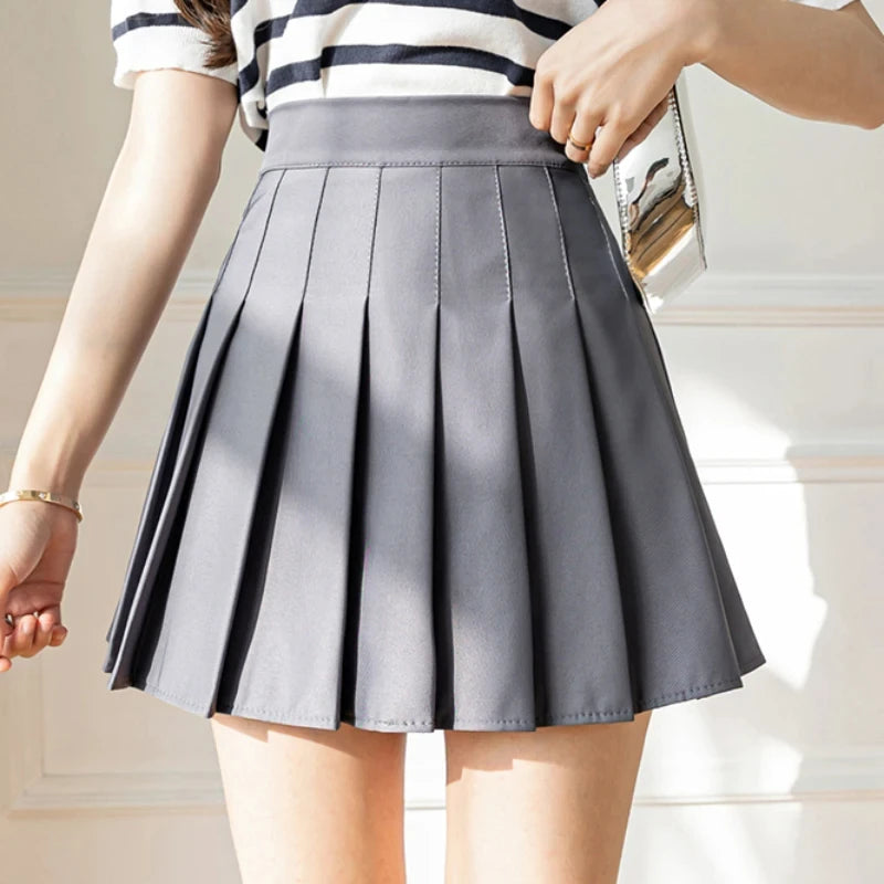 Women's Pleated Mini Skirt – High Waist, Zipper, Summer, JK Dancing Style, Fashion Student A-Line