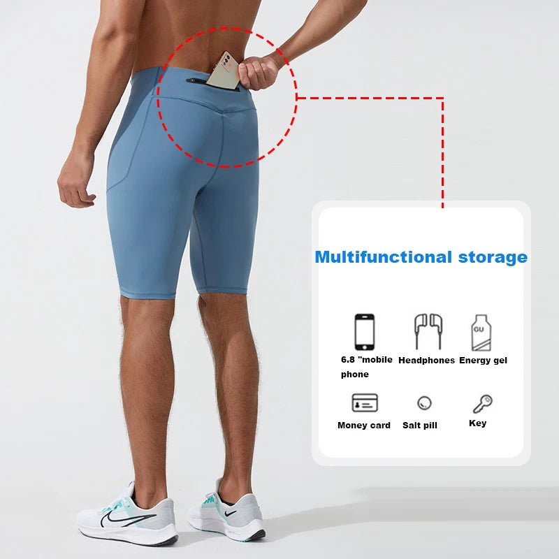 Compression Shorts Men – Quick Dry Bodybuilding Tights, Fitness Leggings, Elastic Waist, Sport Bottoms, Gym and Running Shorts