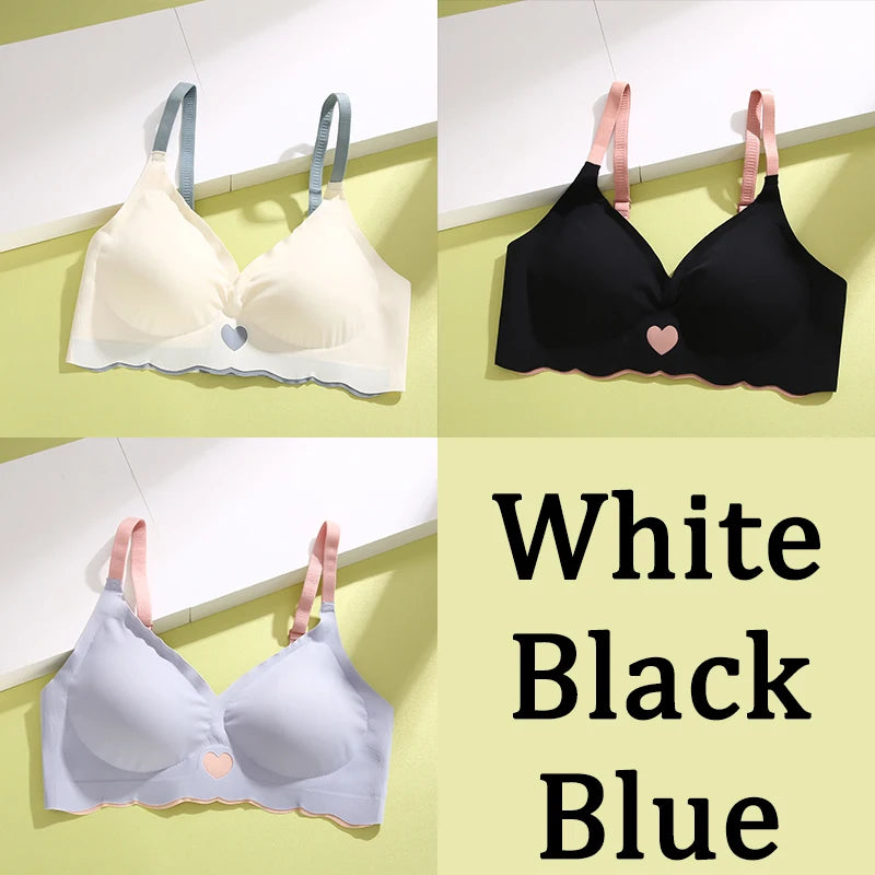 3Pcs Adjustable Beauty Back Bra – Intimates Gather No Steel Ring Sports Anti-Sagging Bra, French Color Contrast Seamless Underwear