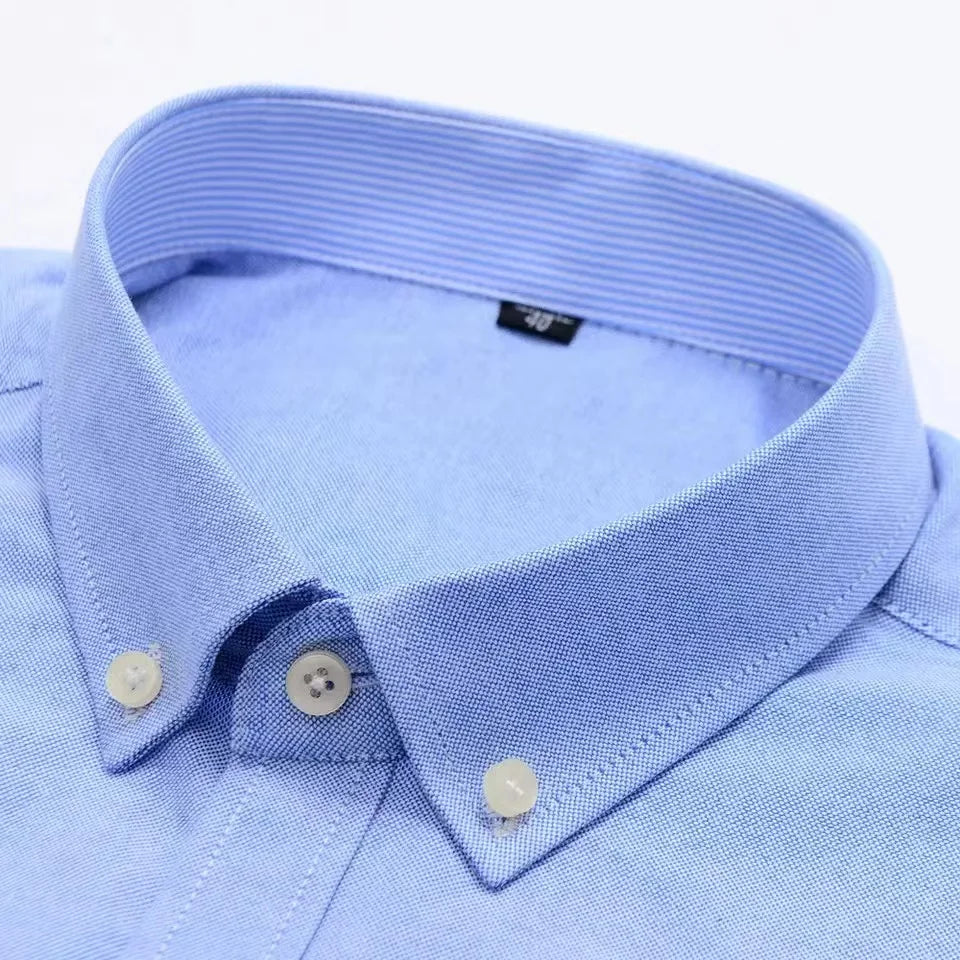Men's 100% Cotton Shirt – Long Sleeve Plaid Oxford, Plaid, Regular Fit Formal Dress Shirt, Available In Oversized