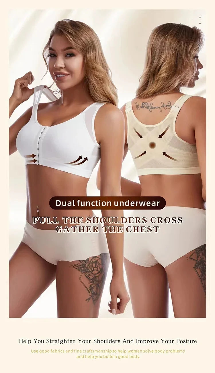 Vest Bras Front Closure – Posture Corrector, Lift-Up, Push-Up, Cross Back, Shockproof Sports Support