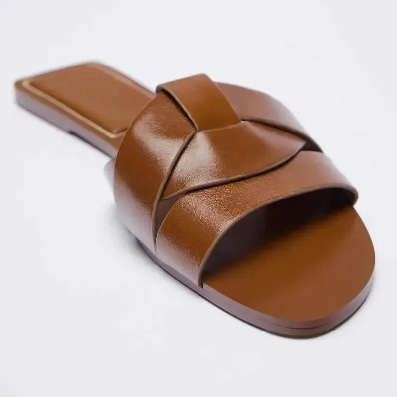 Designer Brand Flat Slippers - Woven Comfortable Casual Bottom Slippers for Women, Summer New Collection