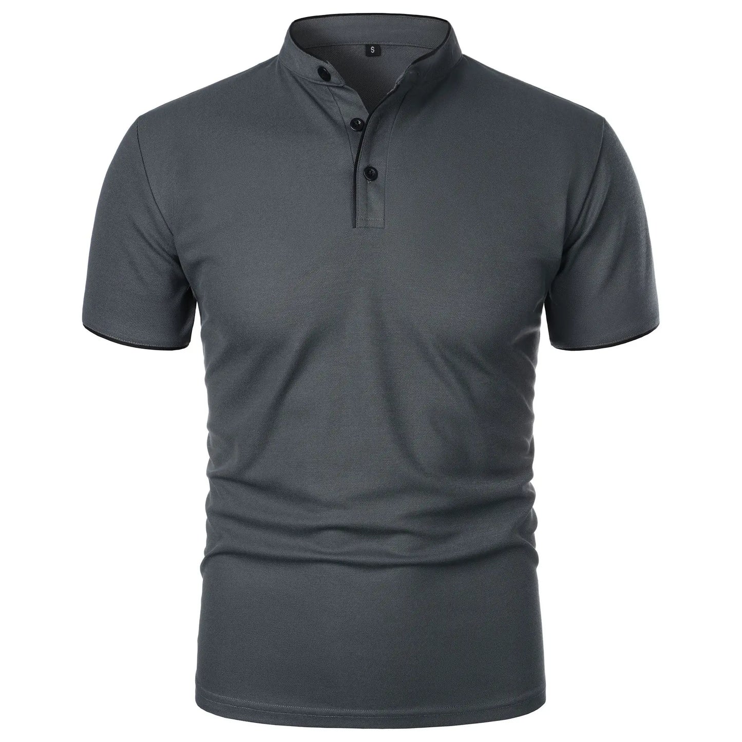Men's Short Sleeve Collar T-shirts – New Solid Color Casual Polo Shirt, Trendy, Breathable, Loose Fit, Basic Splice Top