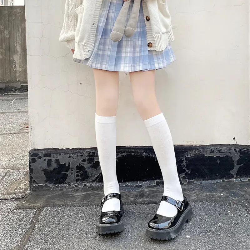 Solid Color Long Socks – JK Japan Style School Girls Thigh High Stockings, Lolita Kawaii Cute Knee High Socks
