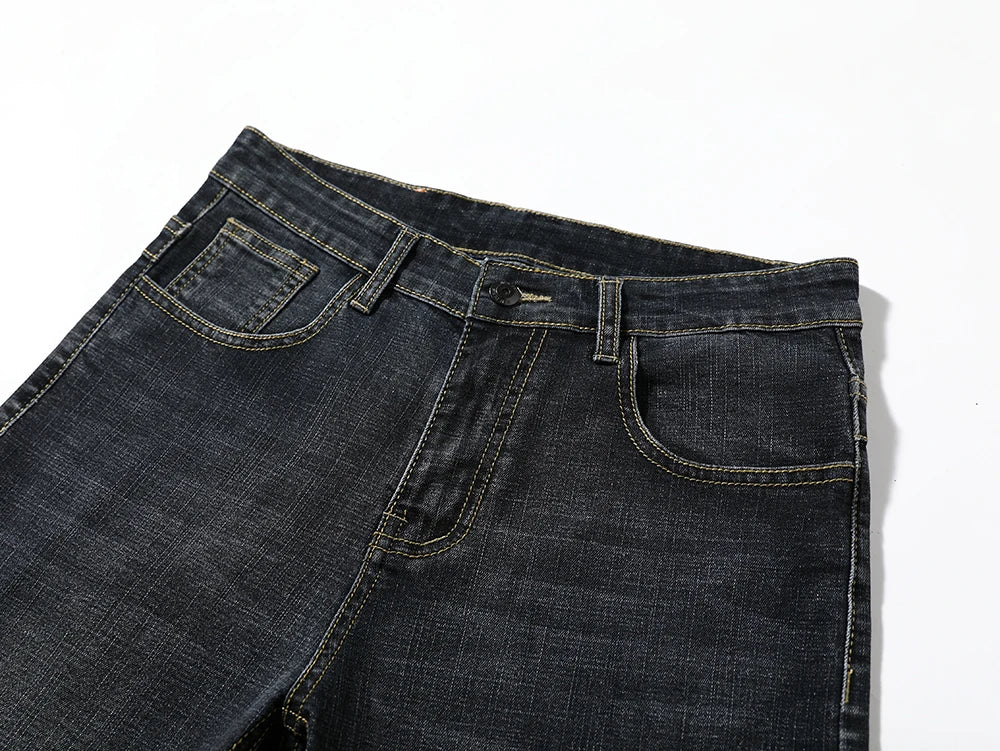 Men's Shorts Jeans – Denim Stretch Pants, Dark Blue, Fashion Design, Slim Straight Fit, Summer Shorts for Men