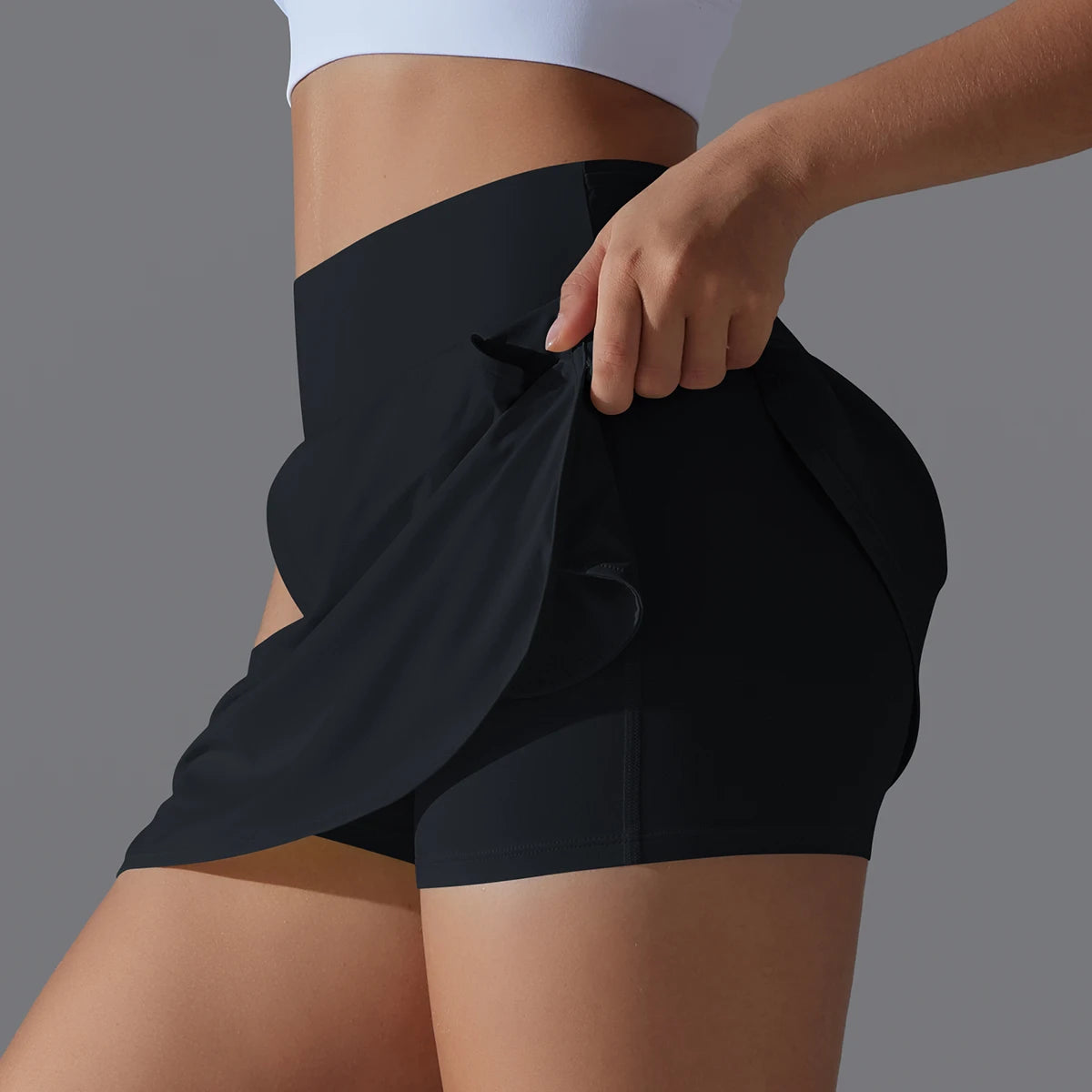 Women Gym Running Shorts – Double Deck, Quick Dry, Sporty, Fitness, Jogging, Workout, With Pocket, Tight Fit