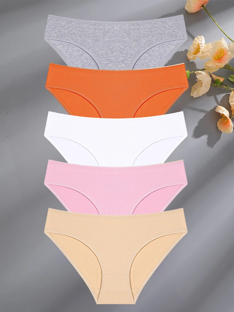 5PCS/Set Cotton Lingerie Panties – Women Underwear, Sexy Femme Underwear, Women's Underpant Panty, 8 Solid Color Briefs