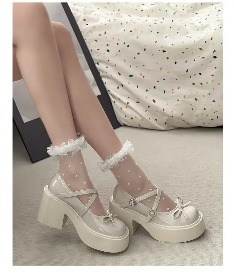 Lolita Mary Jane Shoes – Japanese Style, Vintage, Shallow High Heels, Chunky Platform, Cosplay Sandals