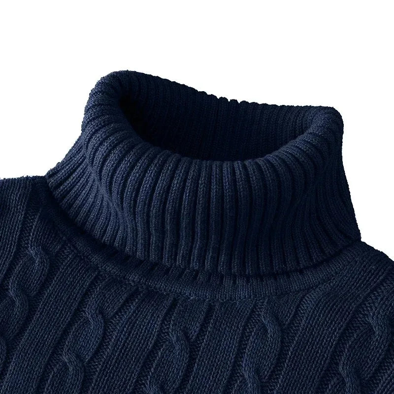 Men's Long Sleeve Knitted Sweaters – Slim Fit Turtleneck, Casual Pullover, Lightweight Ribbed Sweater
