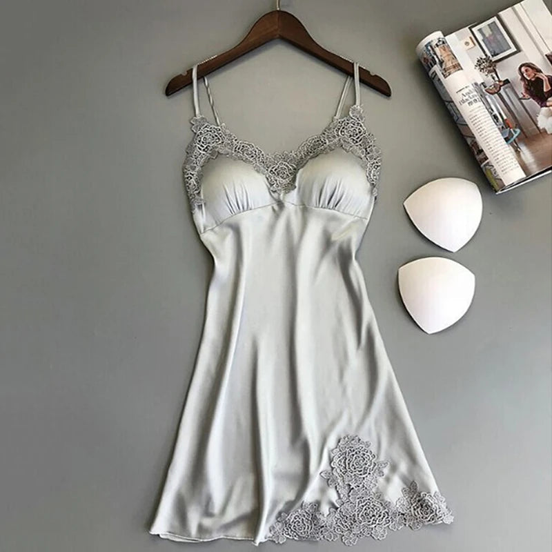 Sexy Silk Suspender Nightdress – Women's Spring & Summer Ice Silk Thin Halter Satin Nightdress