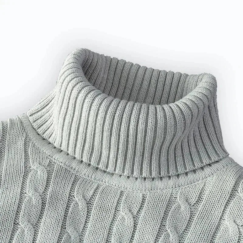 Men's Long Sleeve Knitted Sweaters – Slim Fit Turtleneck, Casual Pullover, Lightweight Ribbed Sweater