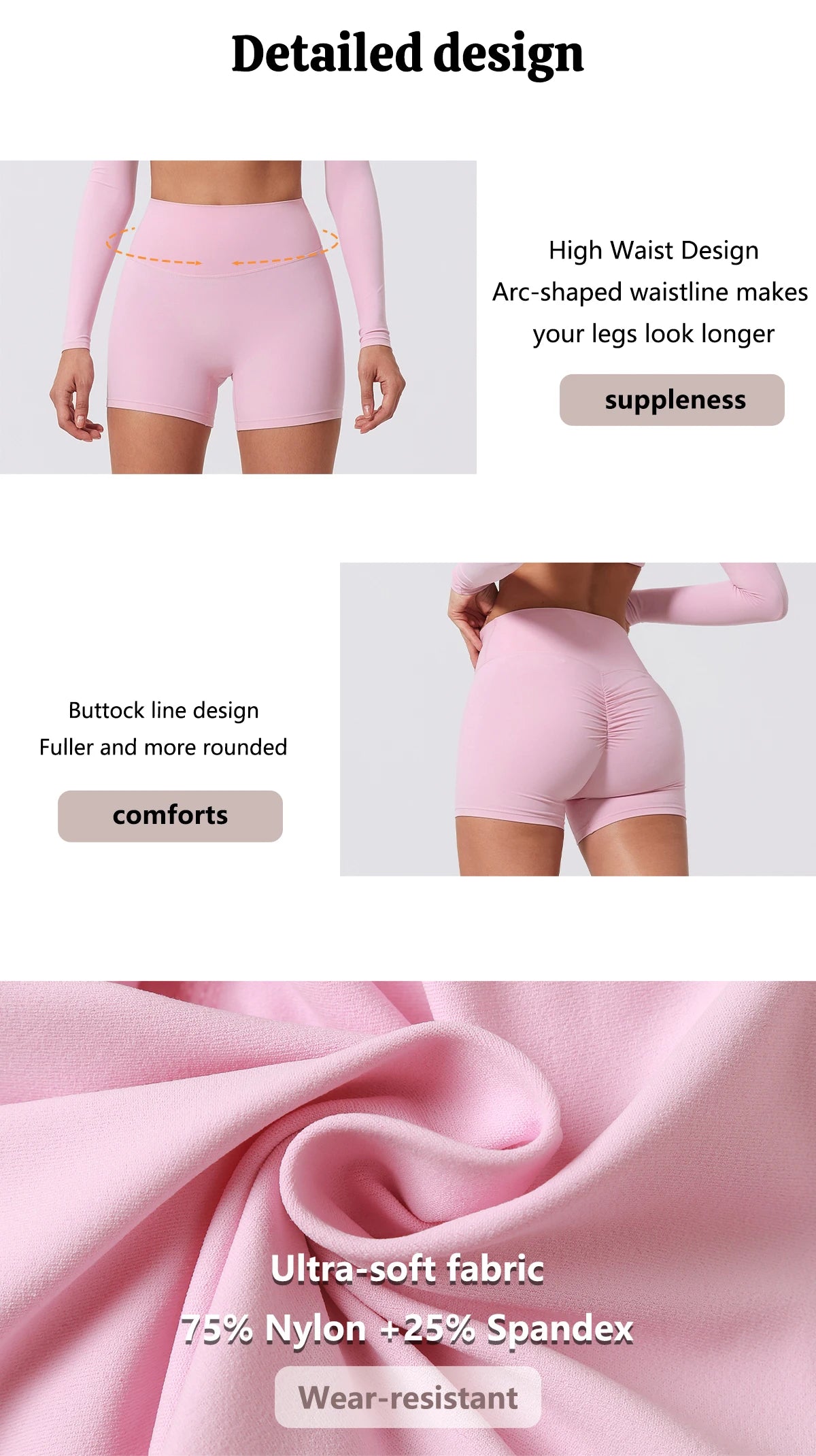Elastic Scrunch Yoga Shorts – Push Up Gym Leggings, Cycling Workout Shorts, Quick-Dry High Waist Sports Shorts for Women