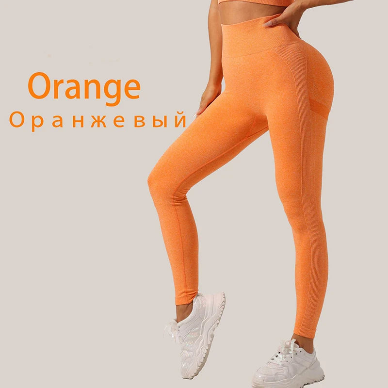 Seamless Leggings Fitness – High Waist, Elastic, Solid Color, Yoga Pants, Gym, Jogging, Tummy Control, Running Tights