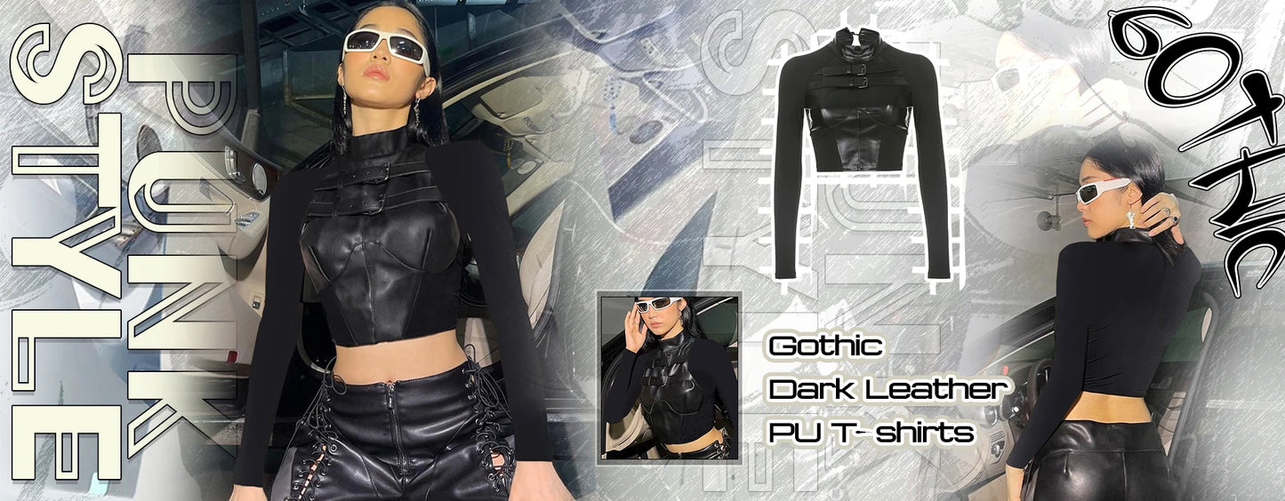 Goth Mesh Patchwork Crop Top – Sexy Hollow-Out, Long Sleeve, Eyelet Detail, Punk Style, Slim Fit Streetwear Tee