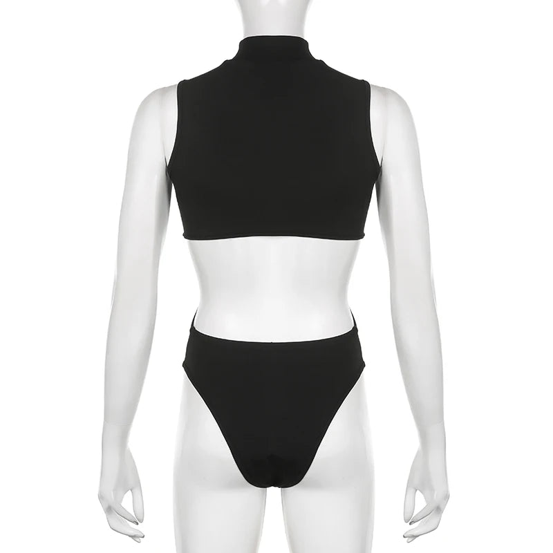 Black Hollow Out Bodysuit – Rave Clubwear, Backless, Sexy Streetwear Jumpsuit