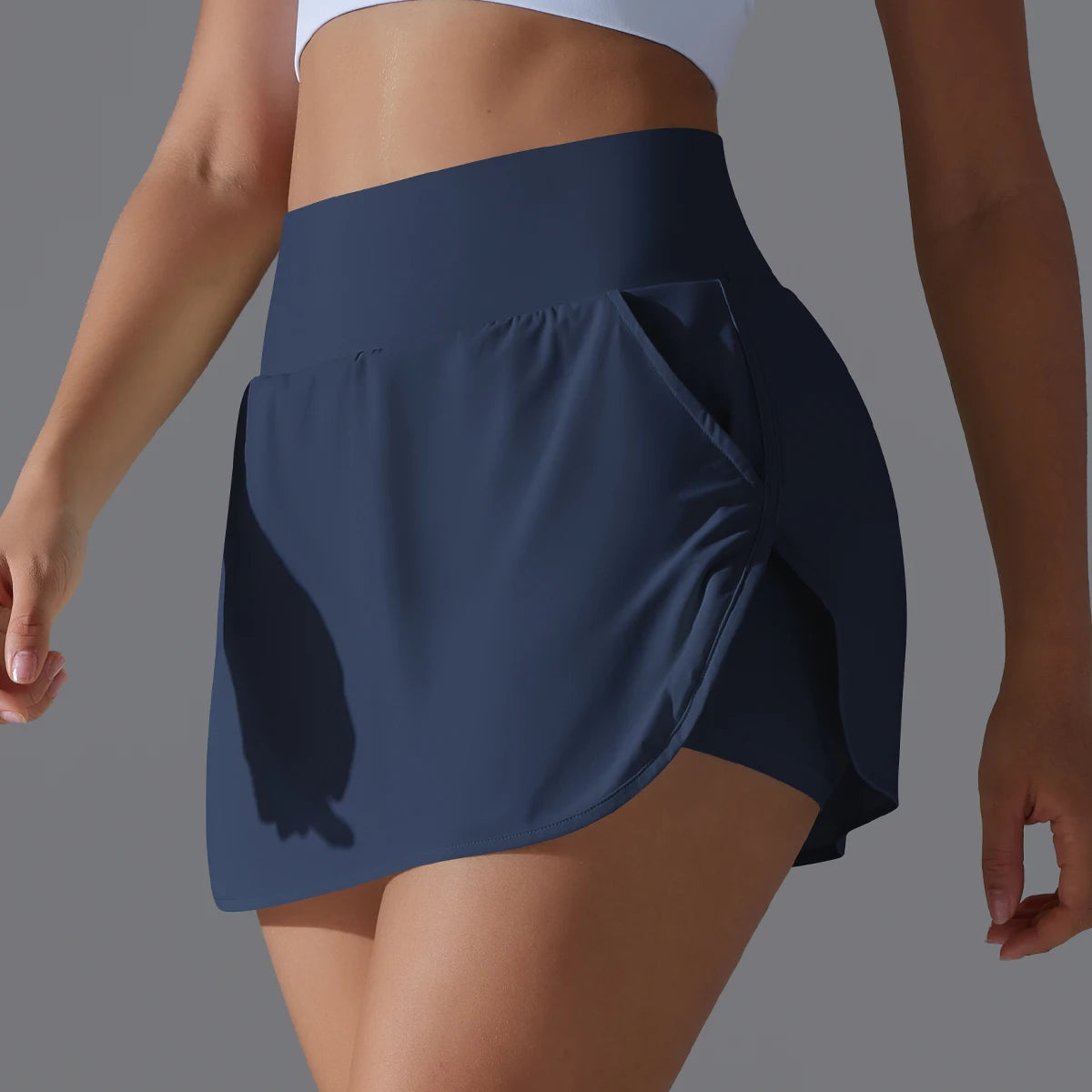 Women Gym Running Shorts – Double Deck, Quick Dry, Sporty, Fitness, Jogging, Workout, With Pocket, Tight Fit