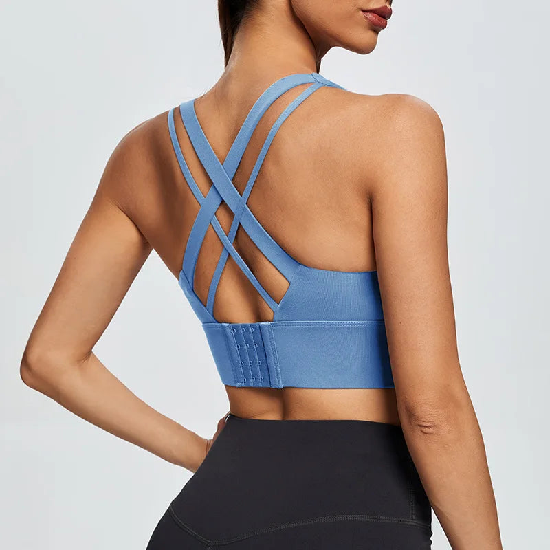 Gym Push Up Bra – Women's Sports Bra with Back Closure, High-Impact Workout Crop Top for Yoga & Fitness