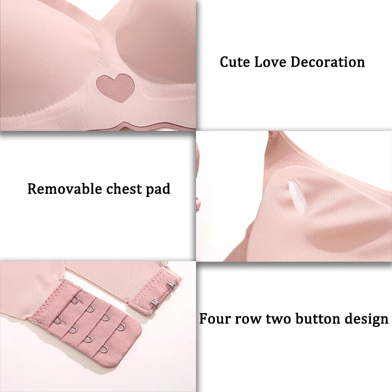 3Pcs Adjustable Beauty Back Bra – Intimates Gather No Steel Ring Sports Anti-Sagging Bra, French Color Contrast Seamless Underwear