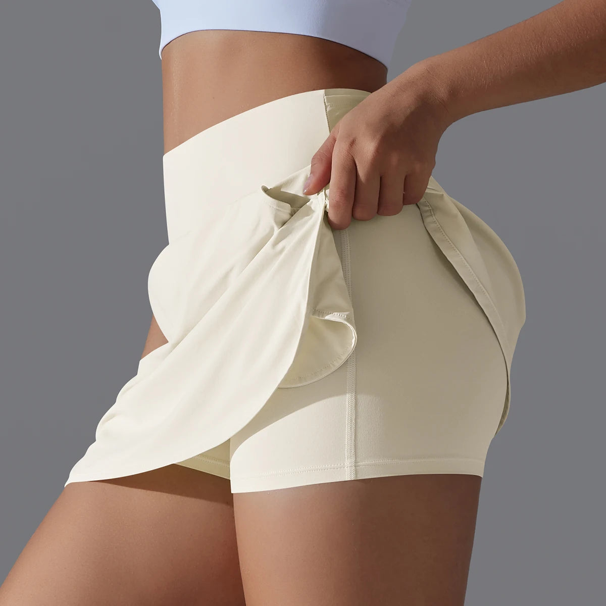 Women Gym Running Shorts – Double Deck, Quick Dry, Sporty, Fitness, Jogging, Workout, With Pocket, Tight Fit