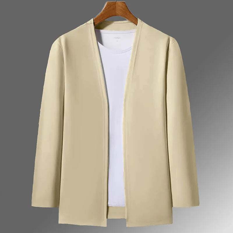 Slim Cardigan – Spring and Autumn Thin Outwear, Casual Long-Sleeved Trendy Versatile Men's Fashion Solid Color Slim Autumn Cardigan