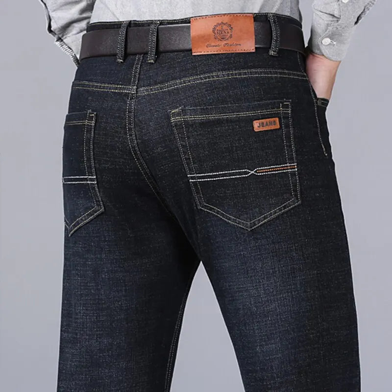 Men's Classic Jeans – Soft Black Denim, Biker Style, Pantalones Hombre, Stylish and Comfortable Overalls for Men