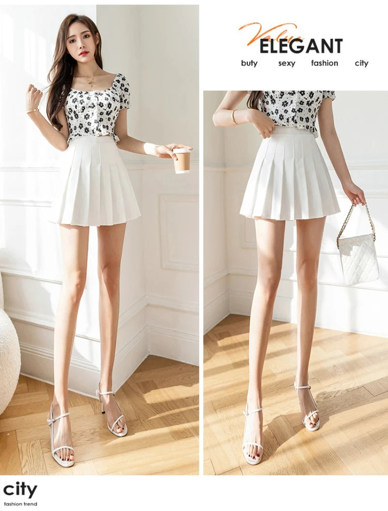 Women's Pleated Mini Skirt – High Waist, Zipper, Summer, JK Dancing Style, Fashion Student A-Line
