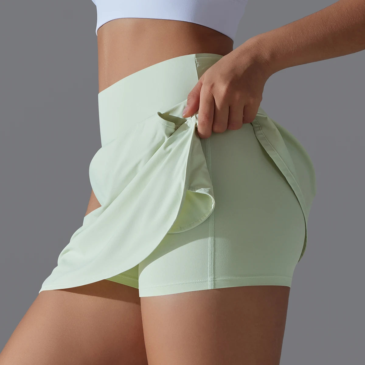 Women Gym Running Shorts – Double Deck, Quick Dry, Sporty, Fitness, Jogging, Workout, With Pocket, Tight Fit