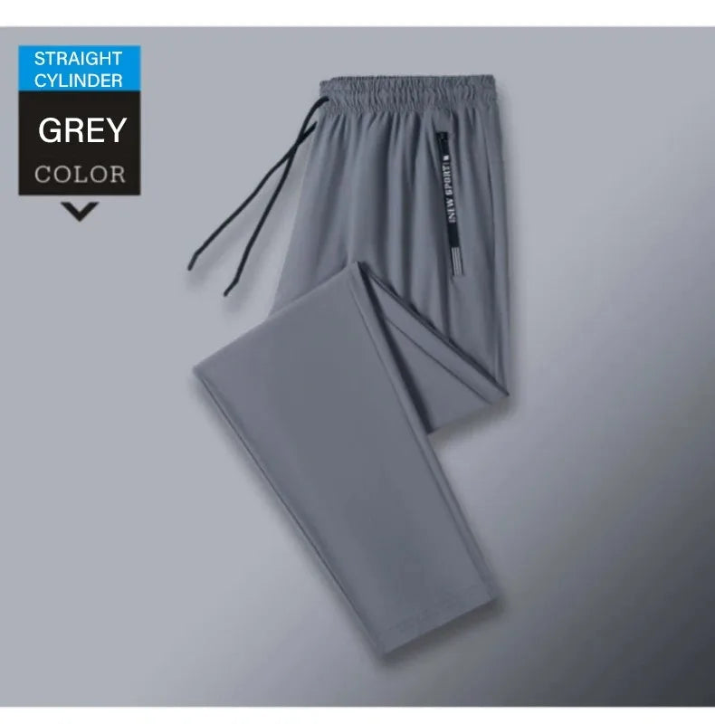 Ice Silk Pants for Men – Summer Thin Style, Sports Quick-Dry, Straight Leg, Draping Wide Leg Casual Long Pants