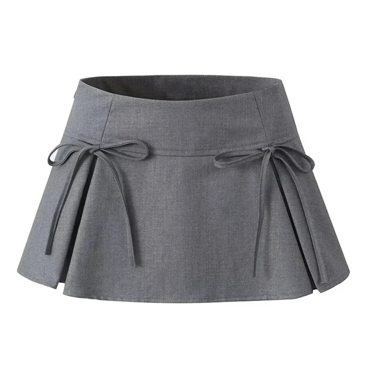 Women's Y2K Bow Skirt – Pleated A-Line, Solid Color, Harajuku Korean Preppy Style