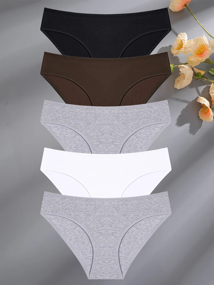 5PCS/Set Cotton Lingerie Panties – Women Underwear, Sexy Femme Underwear, Women's Underpant Panty, 8 Solid Color Briefs