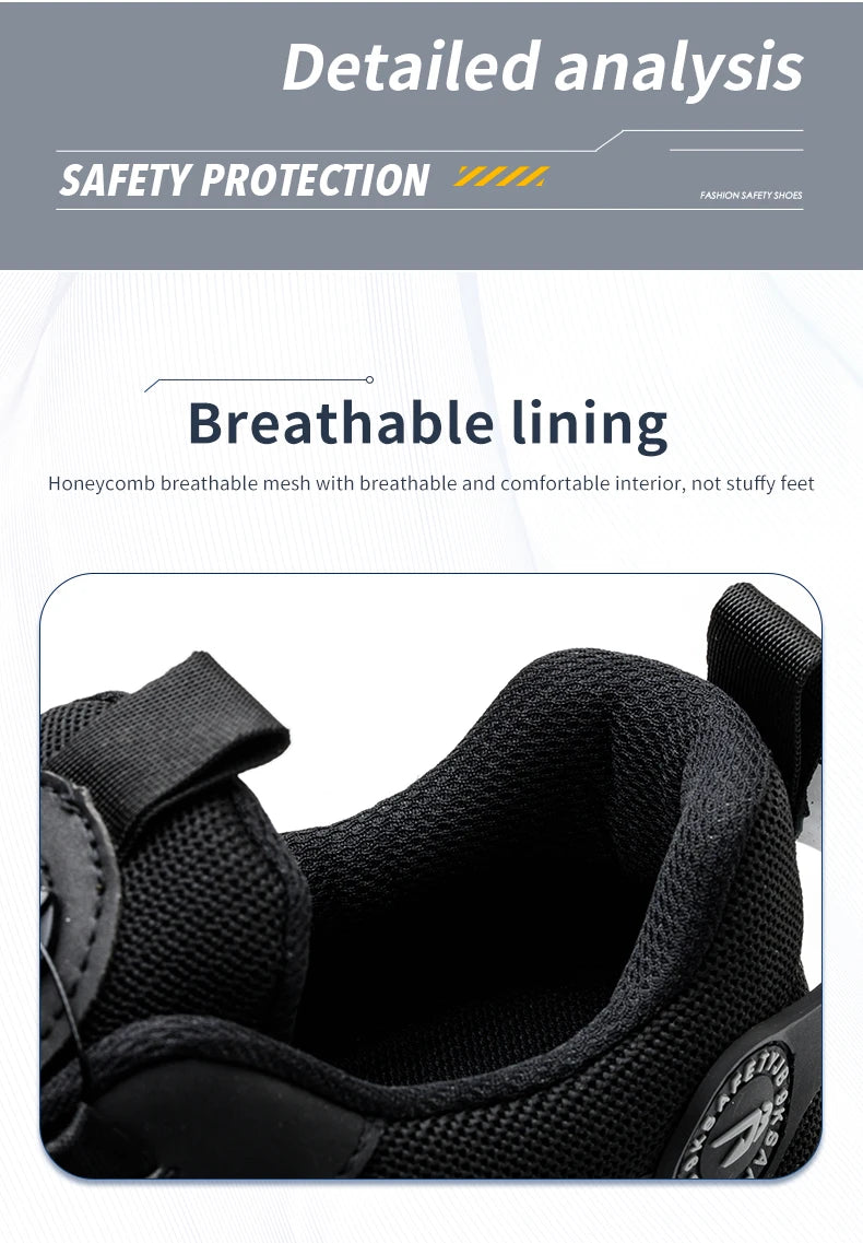 Rotating Button New Safety Shoes for Men – Anti-smash, Anti-puncture Work Shoes, Fashion Men’s Sport Shoes, Security Protective Boots