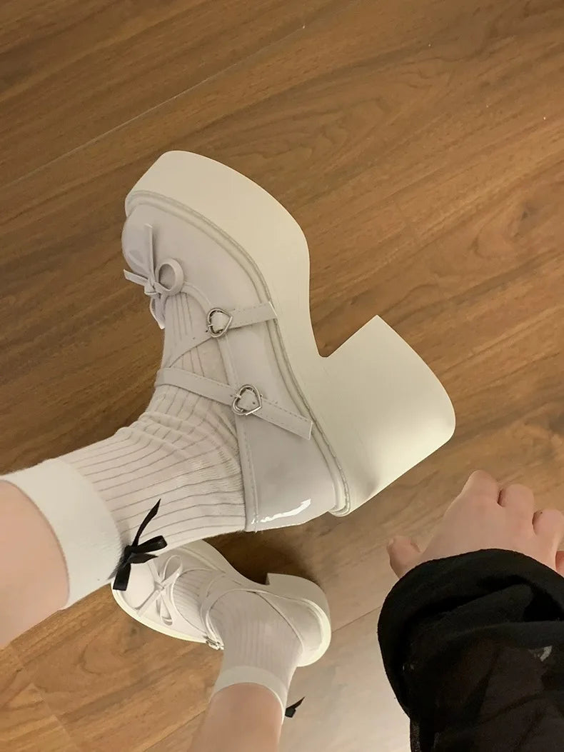 Lolita Mary Jane Shoes – Japanese Style, Vintage, Shallow High Heels, Chunky Platform, Cosplay Sandals