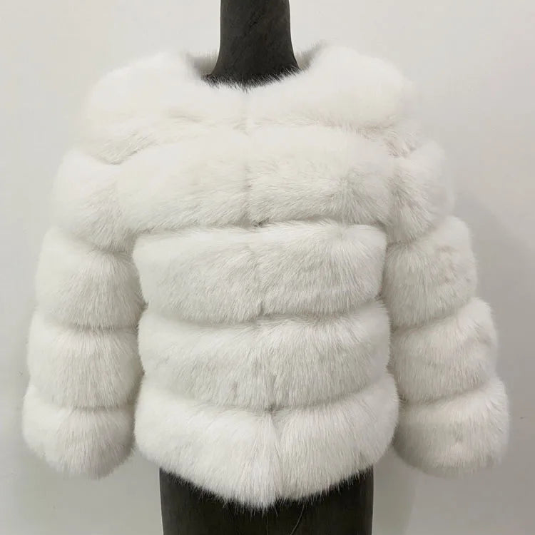Elegant Faux Mink Fur Coat – Fluffy, Thick, Warm Winter Jacket for Women (S,M,L)