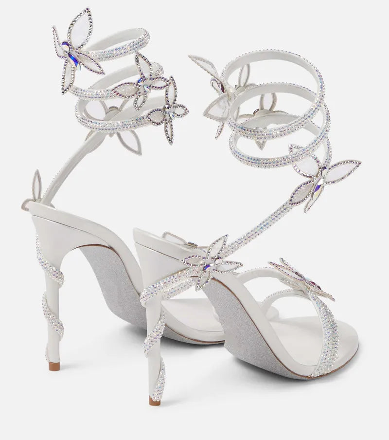 Luxury Crystal Butterfly Sandals – Women's Sexy Coiled Strap High Heels, Gladiator Sandals for Summer Party & Prom