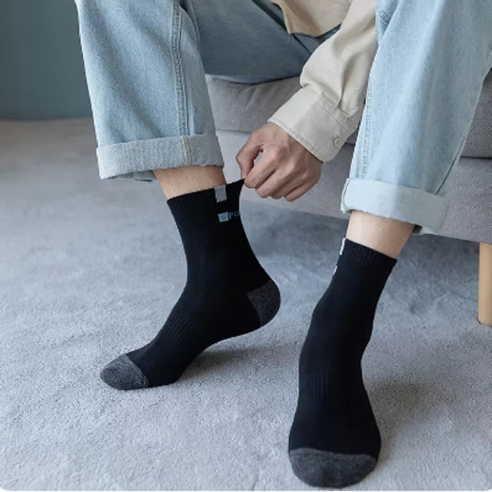 5 Pairs Men’s Bamboo Fiber Socks – Autumn Winter, Breathable Cotton, Sports, Deodorant, Business Socks
