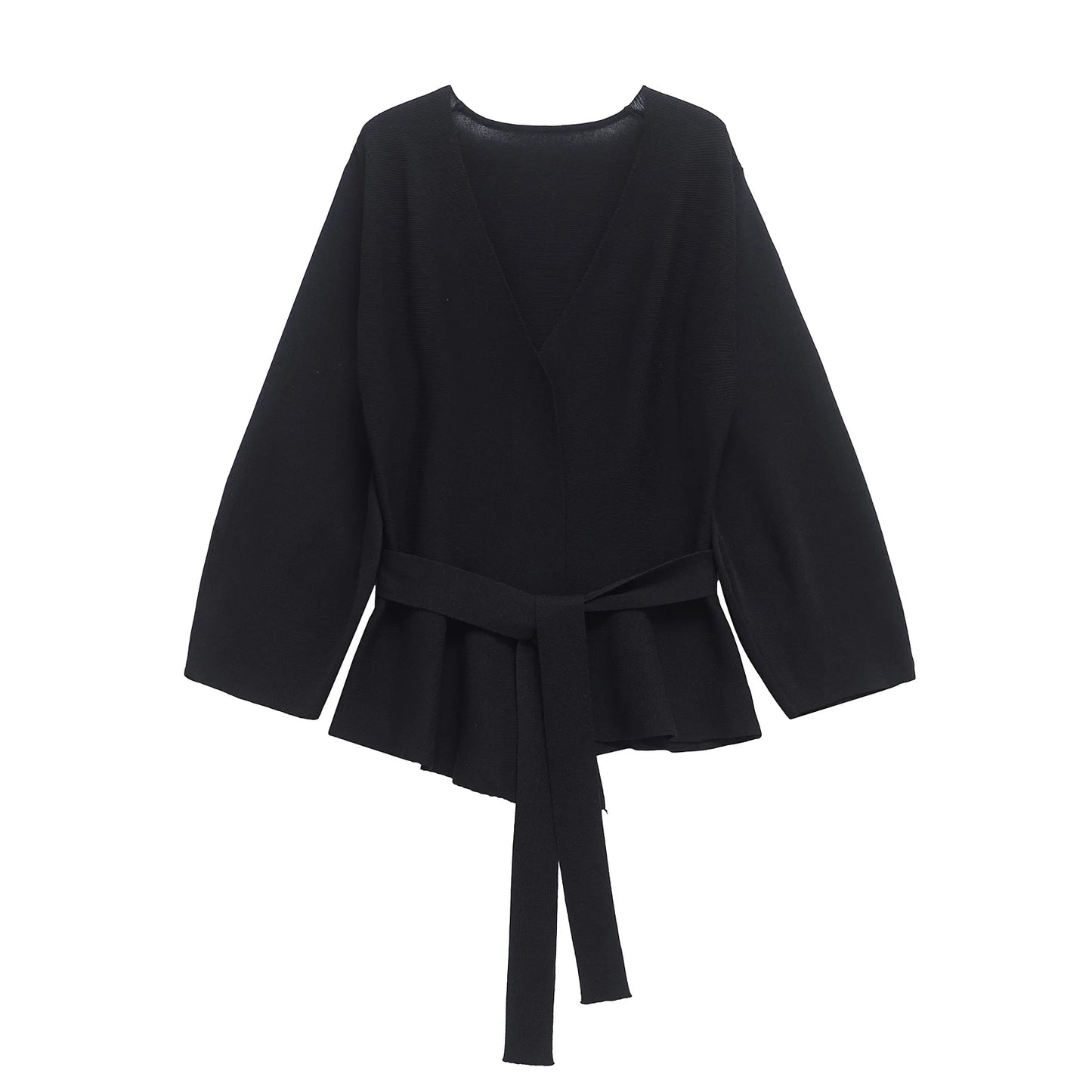 Thin Knitted Cardigan – V-Neck, Slim Fit, Wrist Sleeve, Sash Belt, Y2K Autumn Jacket