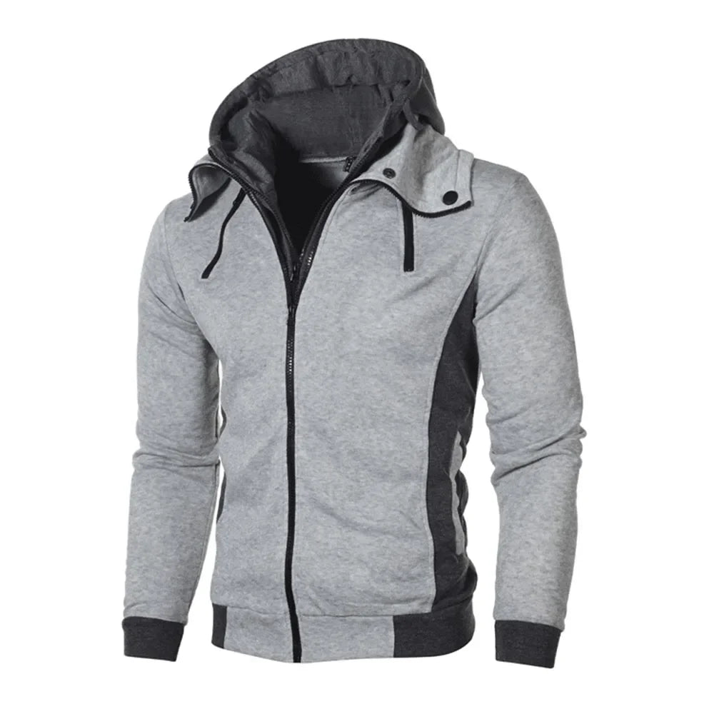 Zip-Up Men's Hoodie – Thick Fleece, Heavyweight Hooded Jacket for Autumn/Winter, Warm Outdoor Coa