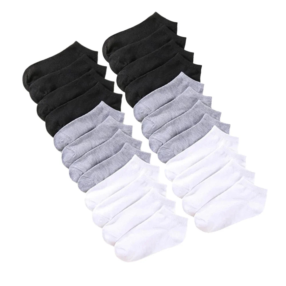 10 Pairs Men's Socks – Spring/Summer, Thin, Breathable, Soft Polyester Cotton, Black, Casual Business, Ankle Socks, Boat Socks