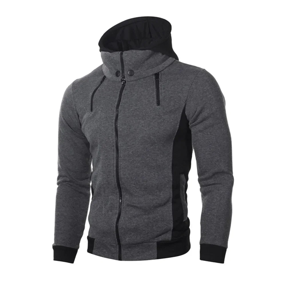 Zip-Up Men's Hoodie – Thick Fleece, Heavyweight Hooded Jacket for Autumn/Winter, Warm Outdoor Coa